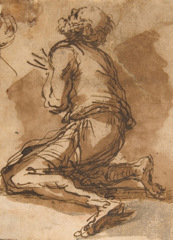 Old Man Kneeling Facing Upper Left by Сальватор Роза — digital art print download