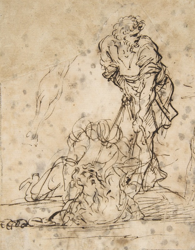 Studies for a Figure Lifted from a Grave or Pit by Cords. — Salvator Rosa