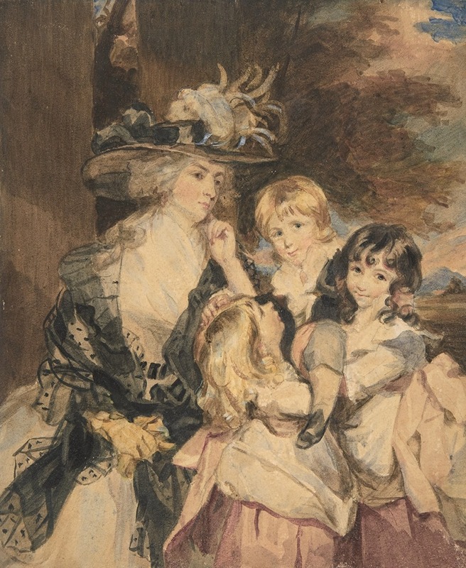 Lady Smith and Her Children by Симон Жак Рошар, 1800–1872 — digital art print download