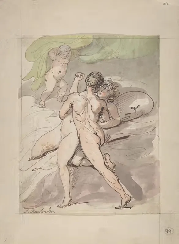 Nude Couple Embracing by Thomas Rowlandson, 1780–1827 — digital art print download