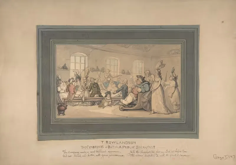 The Comforts of Bath and Public Breakfast — Thomas Rowlandson