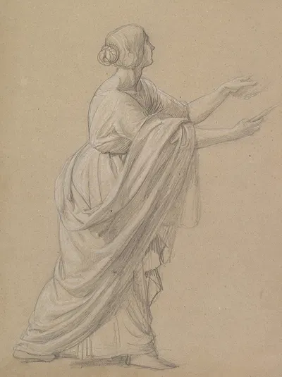 Study of a Woman Walking to the Right by Friedrich Wilhelm Schadow — digital art print download
