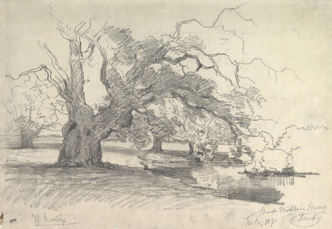 Landscape with Trees near a Pond by Виллем Роэлофс — digital art print download
