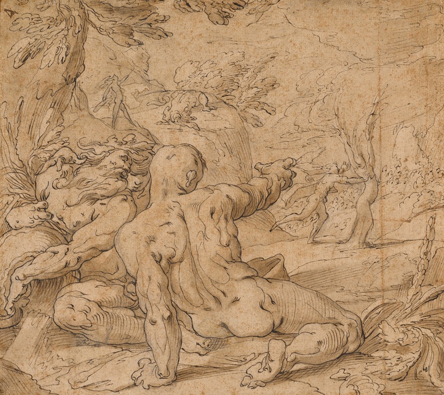 River Gods Watching Apollo Pursuing Daphne by Абрахам Блоэмаерт, 1592 — digital art print download