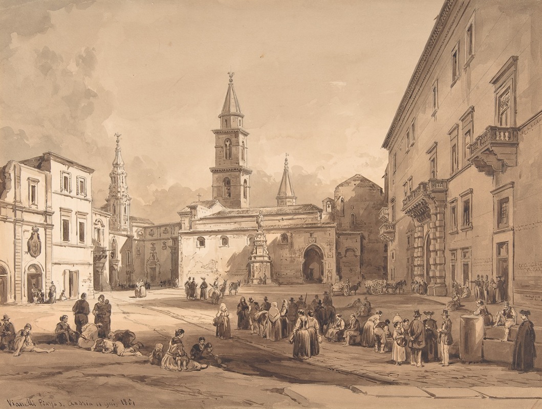 The Main Square in Andria (Bari) by Achille Vianelli — digital art print download