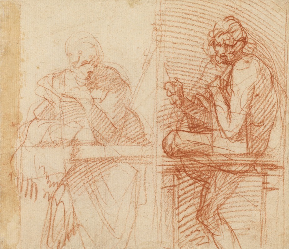 Study of Figures Behind a Balustrade by Андреа дель Сарто, 1522 — digital art print download