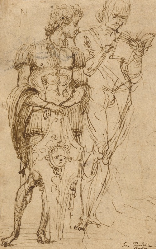 Two Standing Male Figures by Андреа Мантенья, 1456 — digital art print download