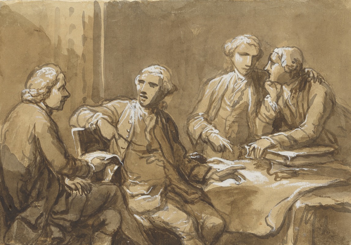 Four Connoisseurs Seated at a Table late — Антонио Цукки