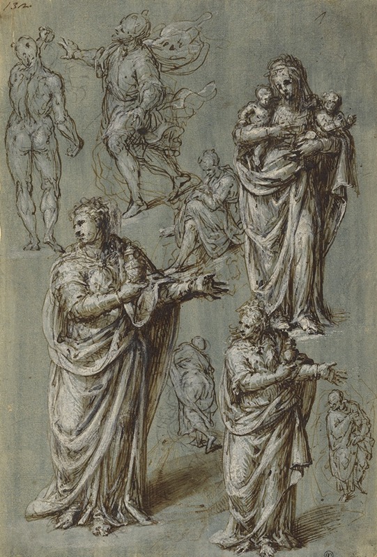 Sheet of Studies of Various Figures — Aurelio Luini