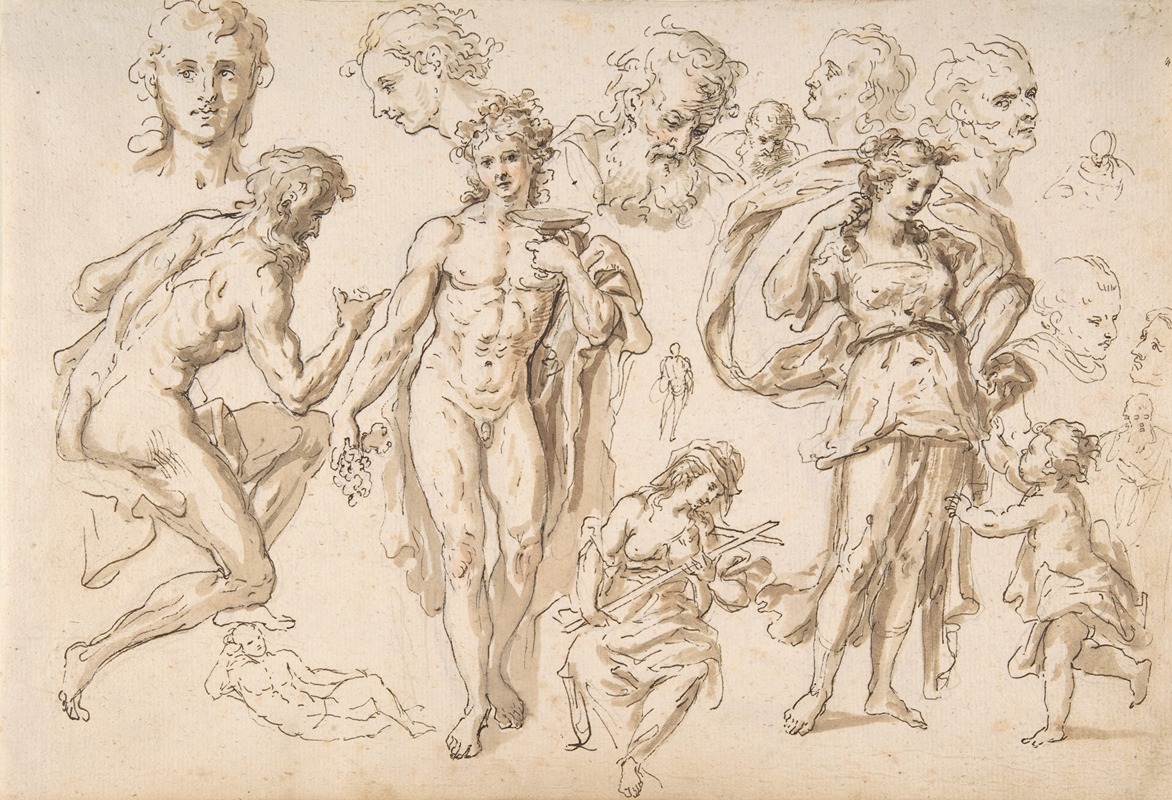 figure and head-studies (including Bacchus) by Bartholomaeus Ignaz Weiss, 1745–1815 — digital art print download