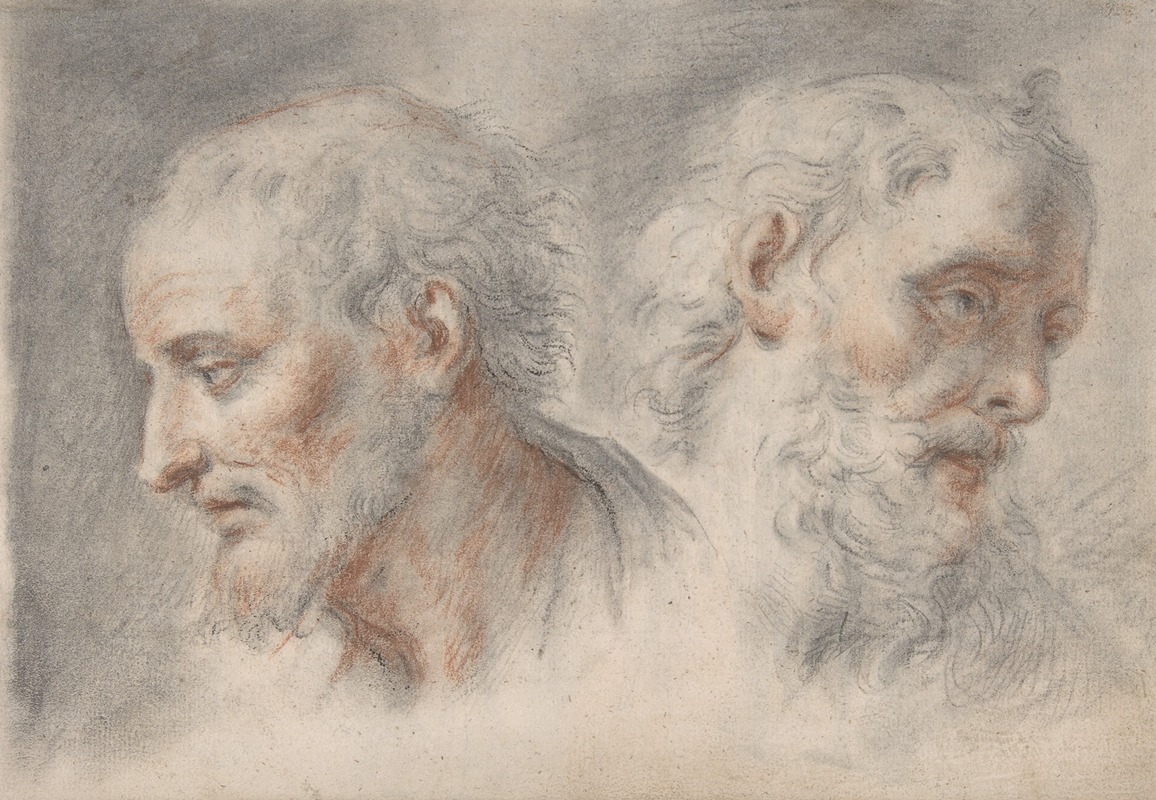 Two Studies of Bearded Men by Bartholomaeus Ignaz Weiss — digital art print download