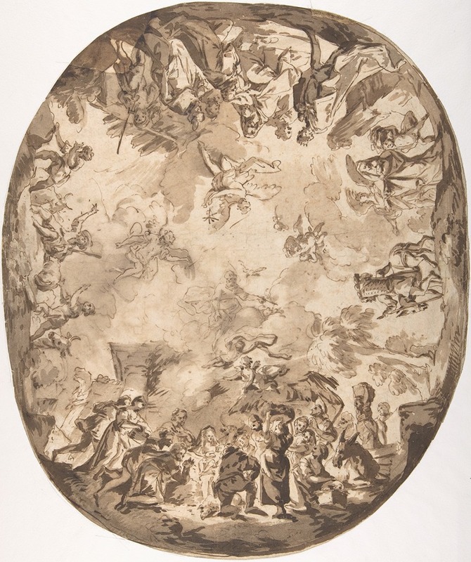 Design for an Oval Ceiling with Four New Testament Scenes by Bartolommeo Tarsia — digital art print download