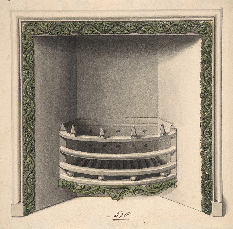 Design for Cast-iron Grate, Elevation and Plan by Бенджамин Дин Уайатт, 1814 — digital art print download
