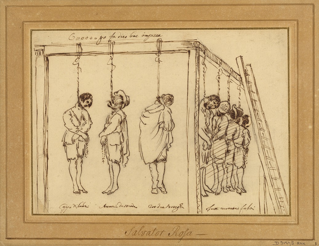 Seven Men on the Gallows by Болонская школа, 1630 — digital art print download