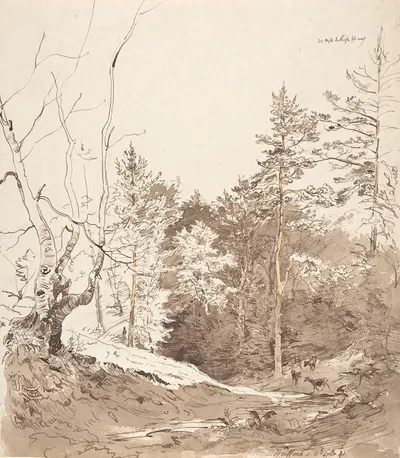 Landscape with cattle in Weißbach on the Rhön by Карл Вагнер, 1841 — digital art print download