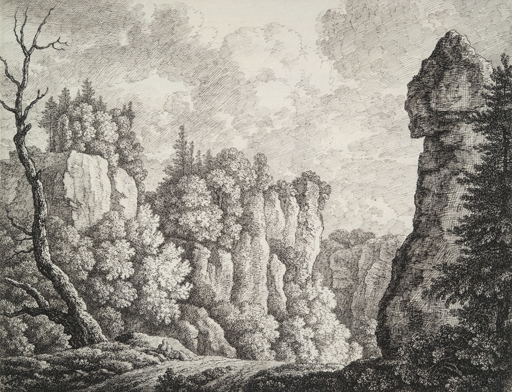 Rocky Landscape with a Hermit by Carl Wilhelm Kolbe the elder — digital art print download