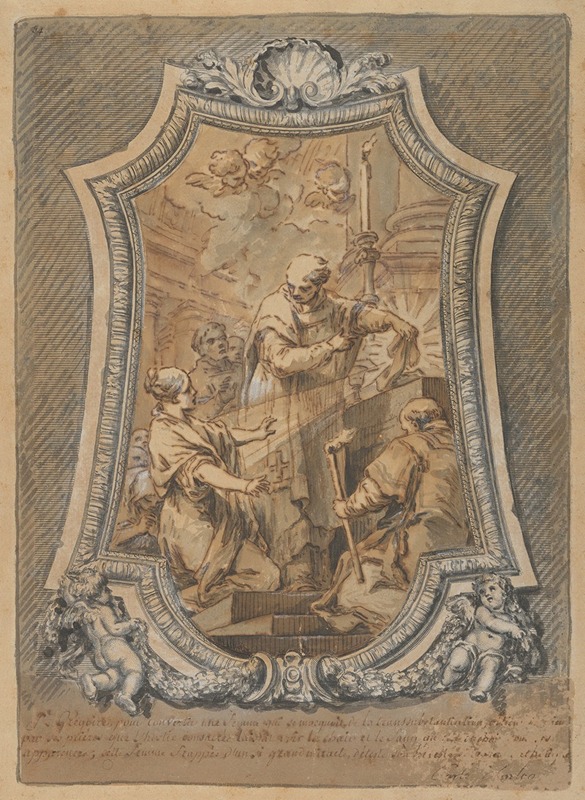 The Mass of St. Gregory by Шарль-Анри ван Лоо — digital art print download
