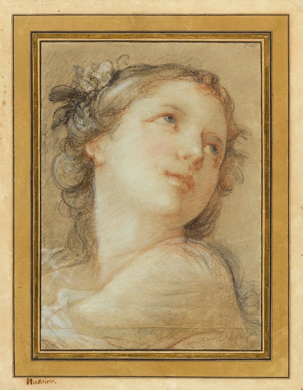 Head of a bacchante by Шарль-Жозеф Натоир, 1741 — digital art print download