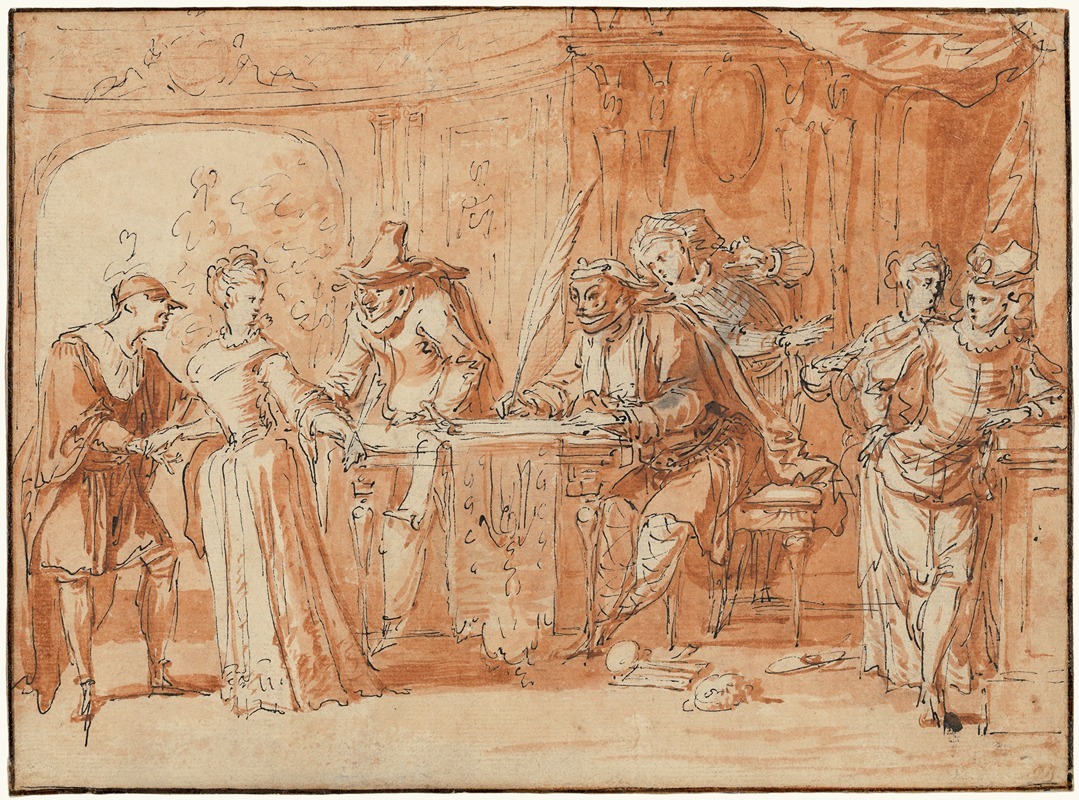Scene from the Italian Comedy by Claude Gillot, 1700 — digital art print download