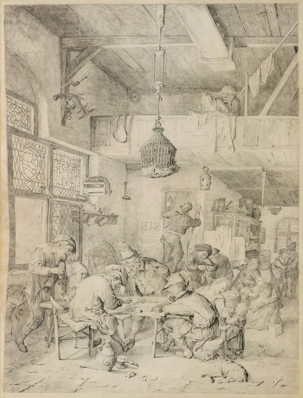 Peasants Playing Backgammon and Merry-making in a Tavern — Корнелис Дюсарт
