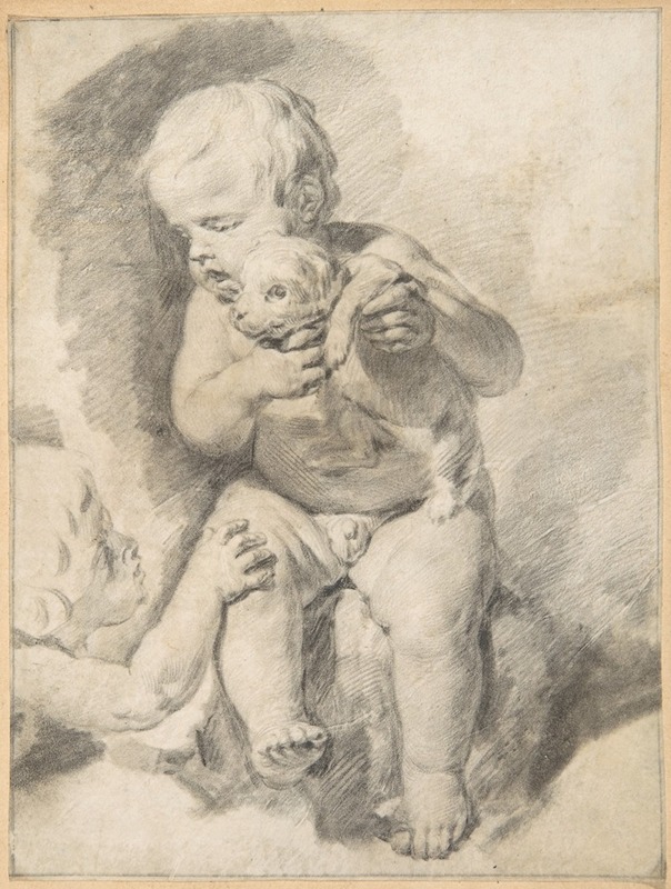 Two Boys with a Puppy by Cornelis Visscher — digital art print download