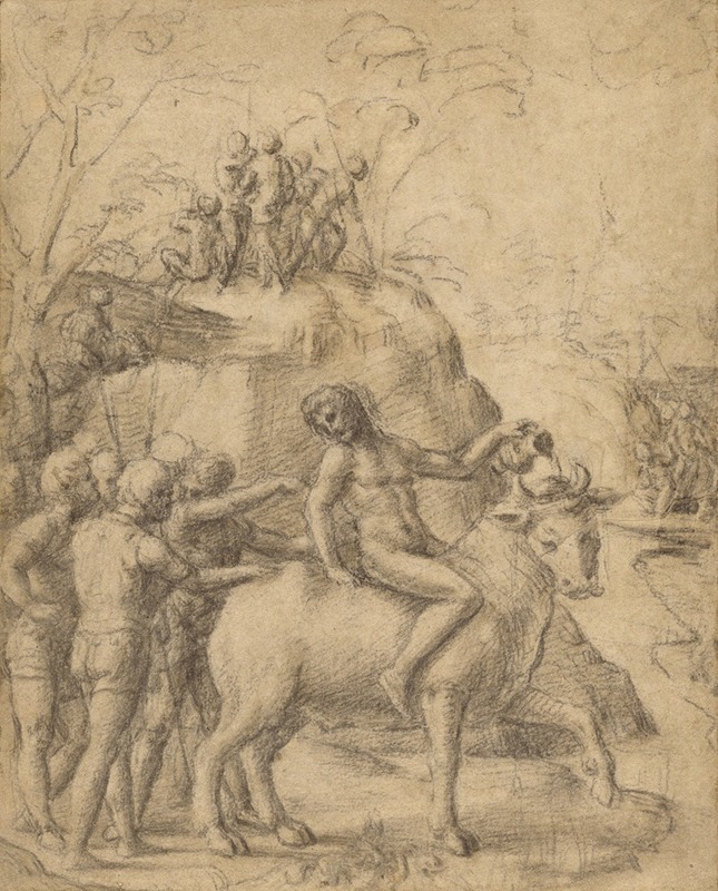 A Man Riding a Bull, and Other Figures — Correggio