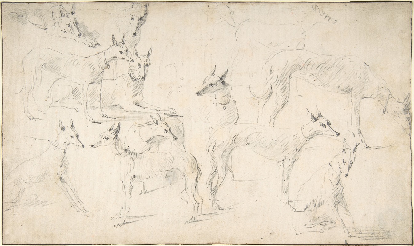 Studies of Hounds by Давид Тенирс Младший — digital art print download