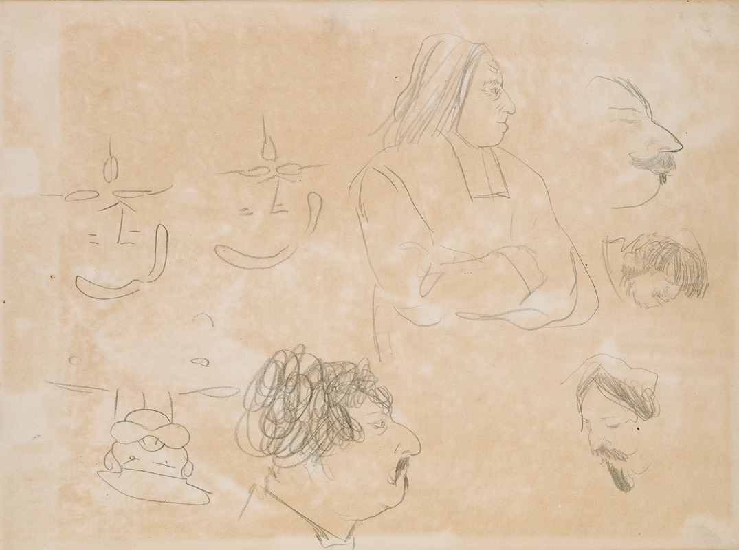 Caricature Sketches by Эдгар Дега, 1877 — digital art print download