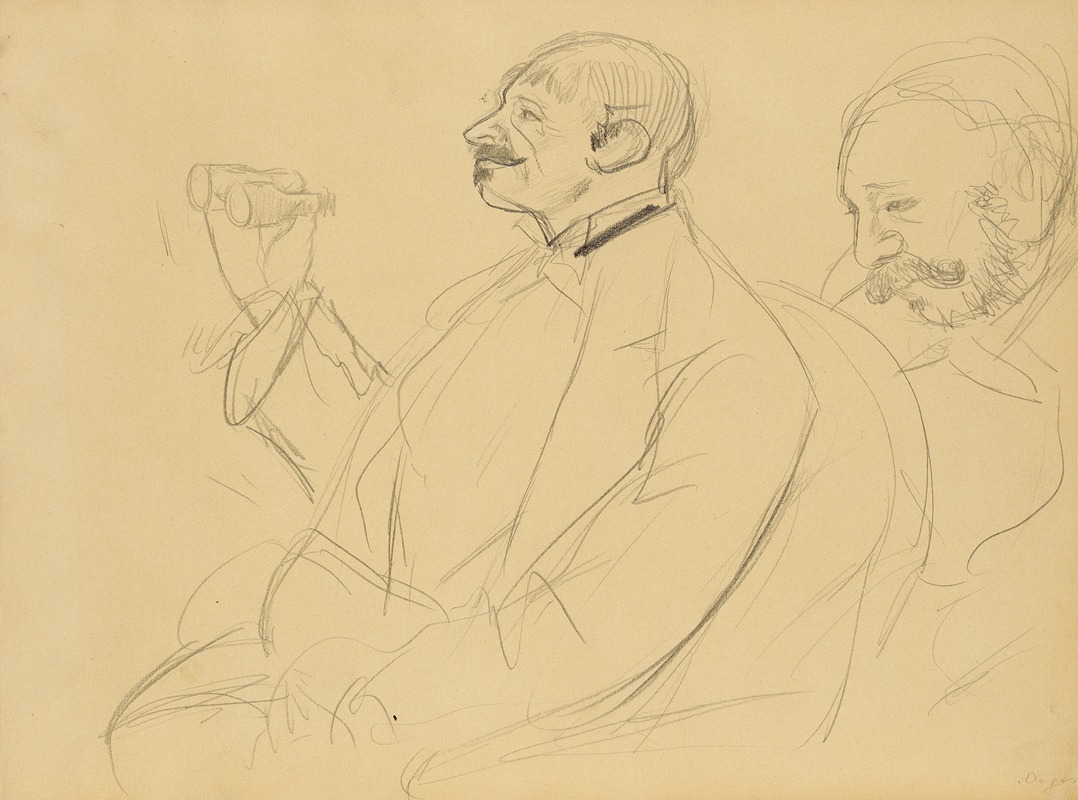 Opera Fan and Ernest Reyer by Эдгар Дега, 1877 — digital art print download