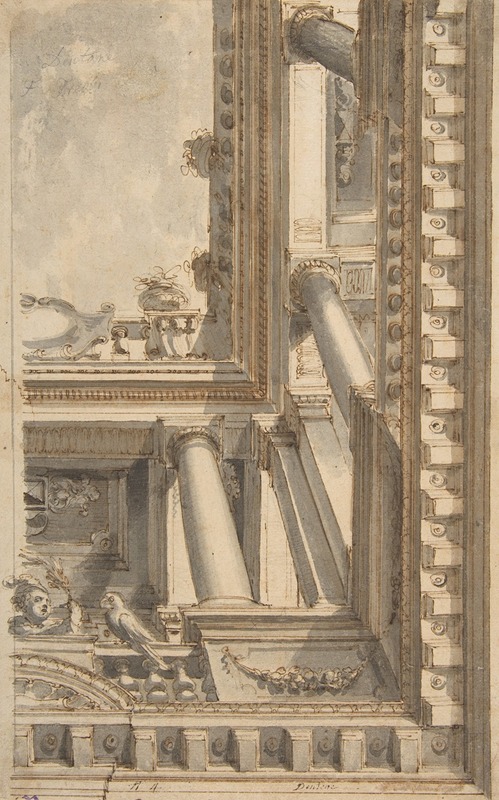 Design for a Trompe L'Oeil Ceiling with a Loggia — Faustino Trebbi