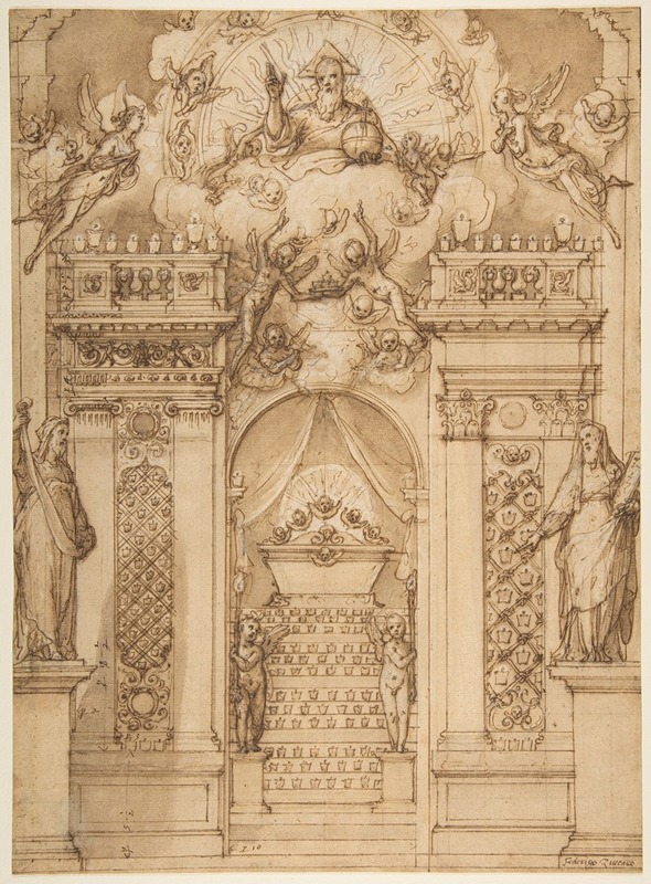 Design for a 'Quarantore' Decoration by Federico Zuccaro, 1540–1609 — digital art print download