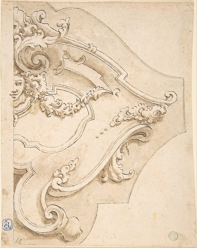 Design for Half Cartouche with Mask by Fortunato Tesi — digital art print download