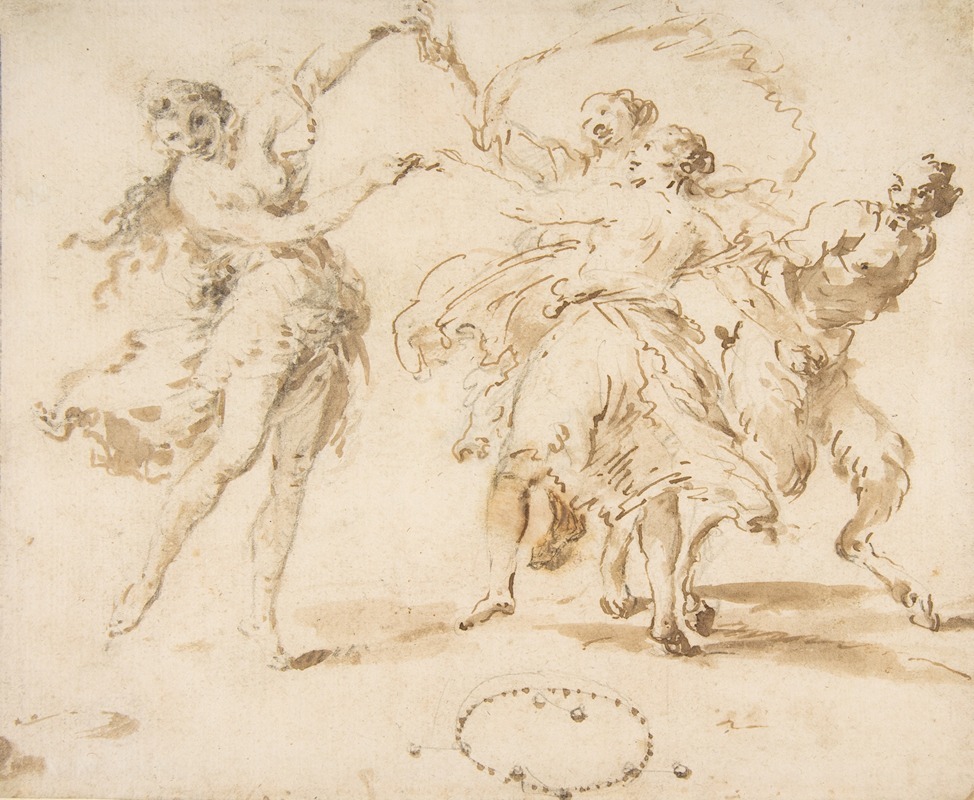 Three Dancing Nymphs and a Satyr by Франческо Цуккарелли — digital art print download