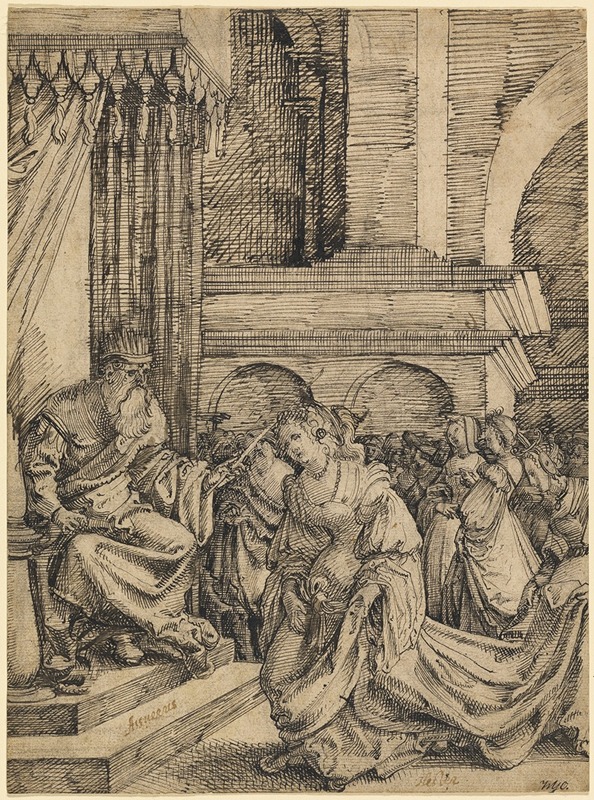 Esther Before Ahasuerus by Frans Crabbe van Espleghem, 1525 — digital art print download