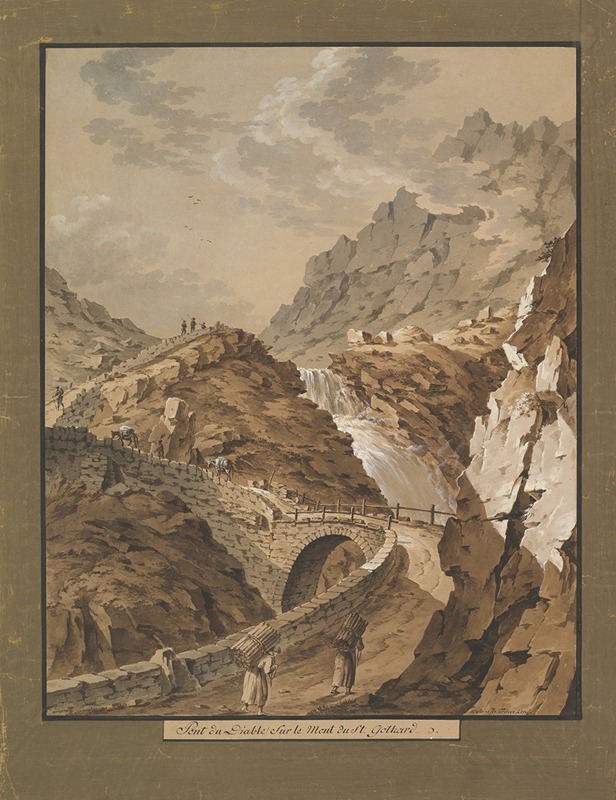 Devil's Bridge toward the Gothard Mountain in Switzerland — Franz Xaver Triner