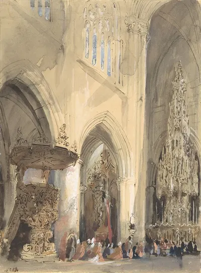 Interior of the Church of St. Jacques, Louvain by Genaro Pérez Villaamil — digital art print download