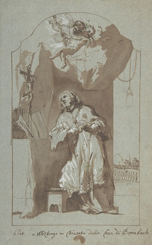 Saint John Nepomuk Praying by Георг Антон Урлауб — digital art print download