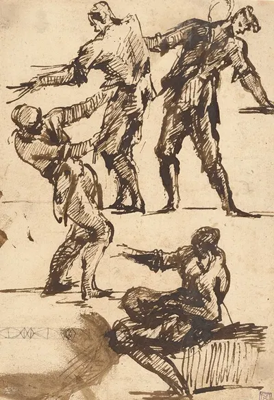 Four Studies of a Male Figure by Джованни Баттиста Пиранези, 1760–1765 — digital art print download