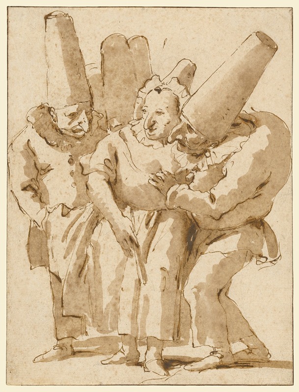 Punchinellos Approaching a Woman — Джованни Баттиста Тьеполо