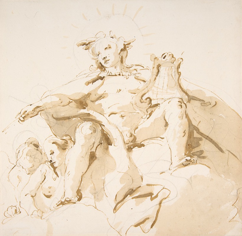 Apollo Seated on Clouds, Two Figures at Left by Джованни Баттиста Тьеполо, 1696–1770 — digital art print download