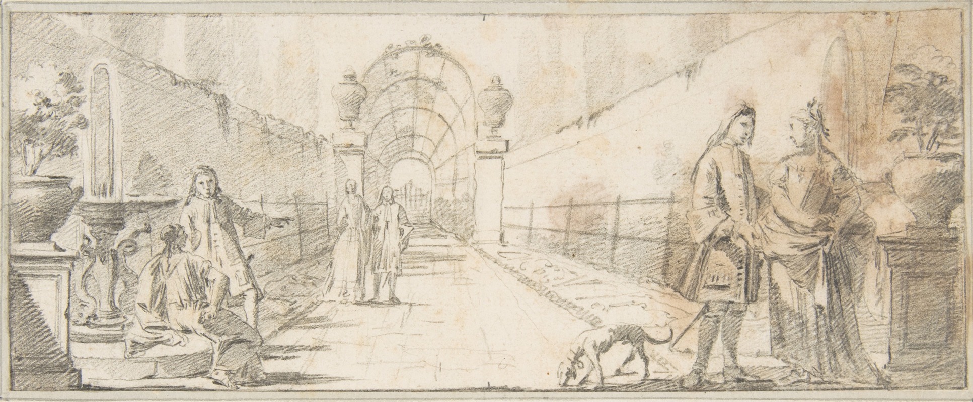 Figures in Conversation in a Garden by Джованни Баттиста Тьеполо, 1696–1770 — digital art print download