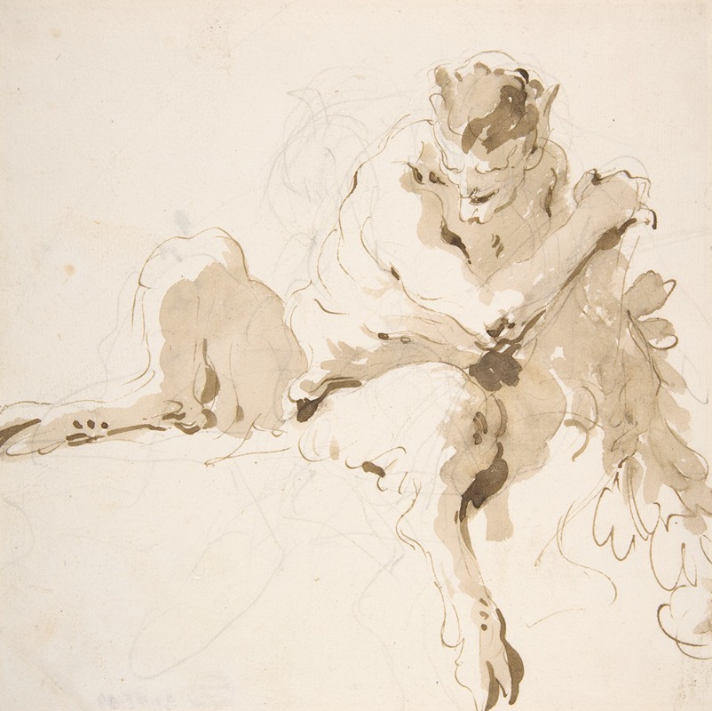 Seated Satyr Holding a Garland. — Джованни Баттиста Тьеполо