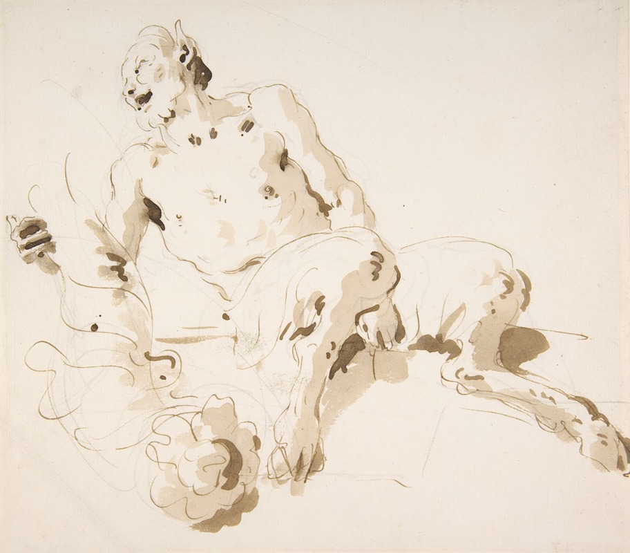 Seated Satyr Holding a Garland — Giovanni Battista Tiepolo