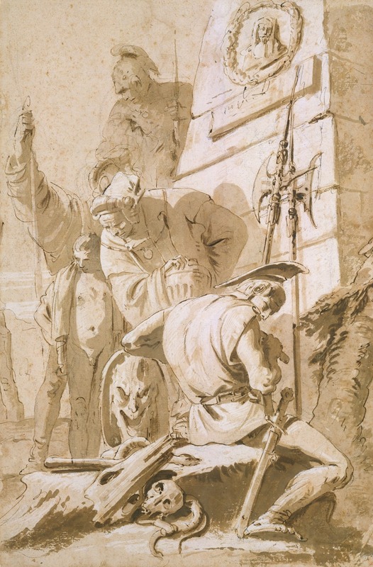 Soldiers Around a Monument by Джованни Баттиста Тьеполо — digital art print download
