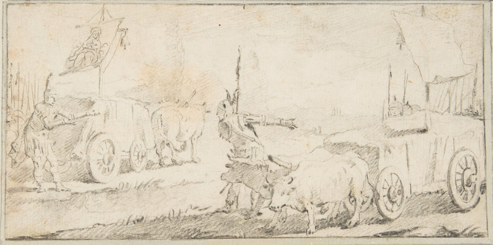 Soldiers Driving Ox Carts with Banners — Giovanni Battista Tiepolo