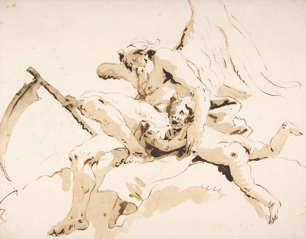 Time Seated, Clutching a Putto by Джованни Баттиста Тьеполо, 1696–1770 — digital art print download