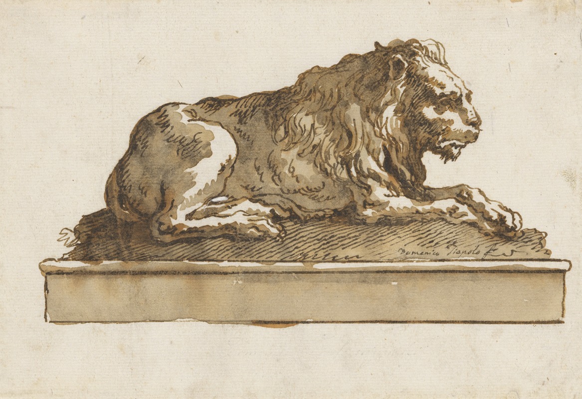 A Lion, Lying Toward the Right (on a Base) by Джованни Доменико Тьеполо — digital art print download