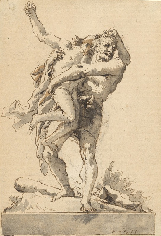 Hercules and Antaeus (with a Base Below) by Джованни Доменико Тьеполо — digital art print download