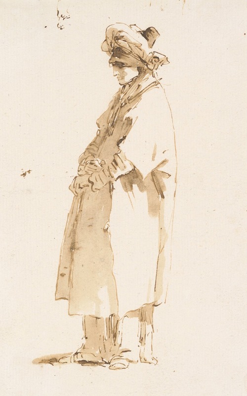 Man with an Elaborate Headdress, Facing Left — Джованни Доменико Тьеполо