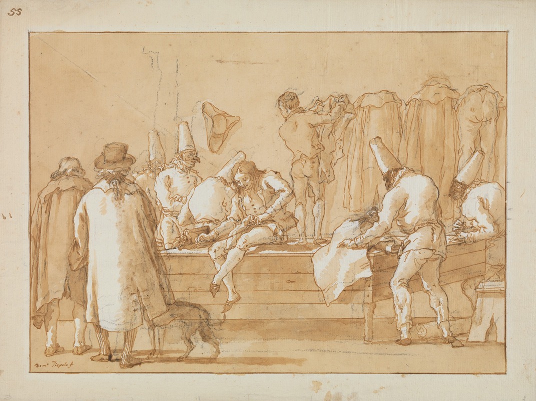 Punchinello as Tailor's Assistant by Джованни Доменико Тьеполо — digital art print download